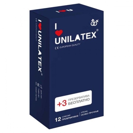 Презервативы Unilatex Extra Strong/особо прочные, 12 шт. + 3 шт. в подарок
